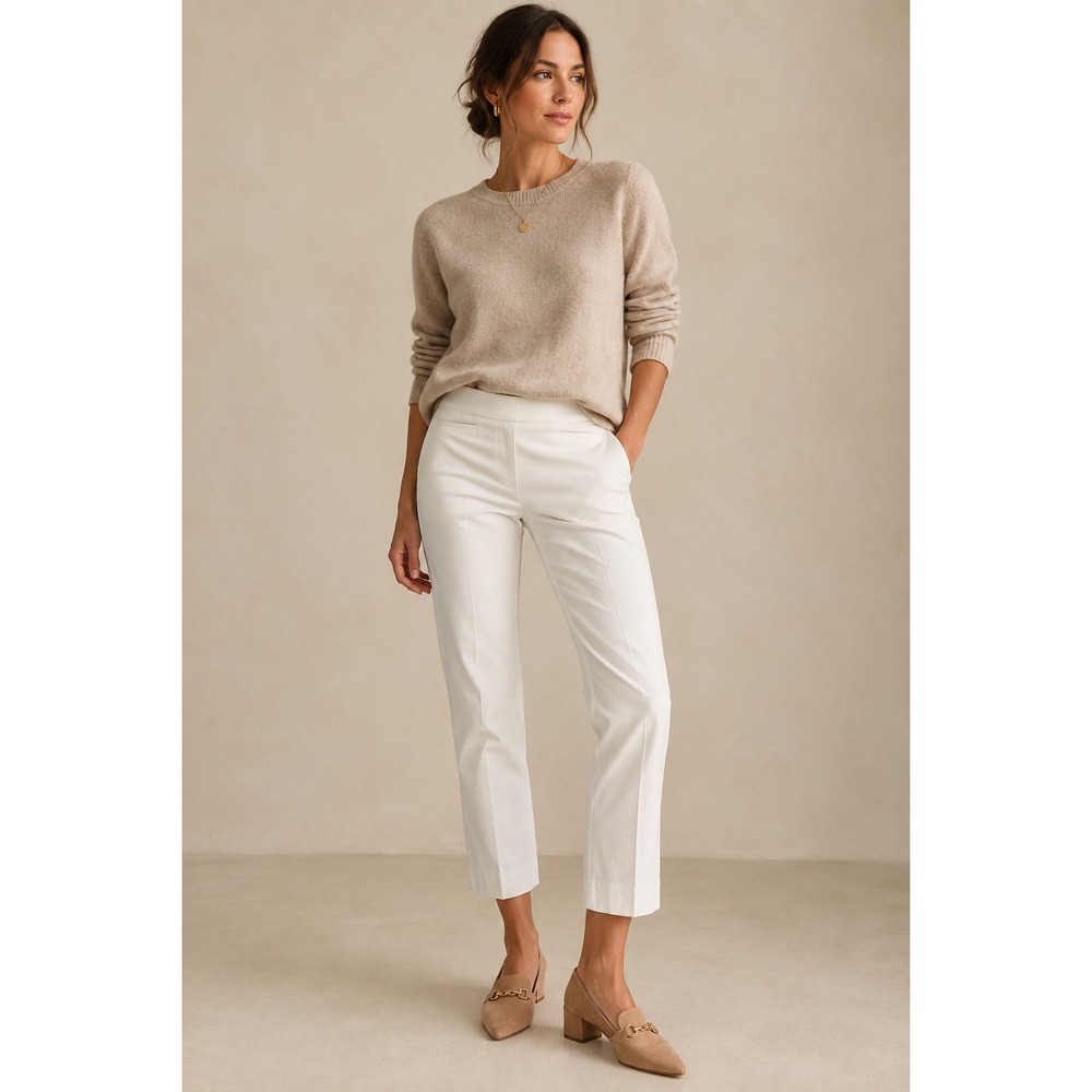 Chicos So Slimming Juliet Ankle Pants White Stretch Pull On Size 0 US 4